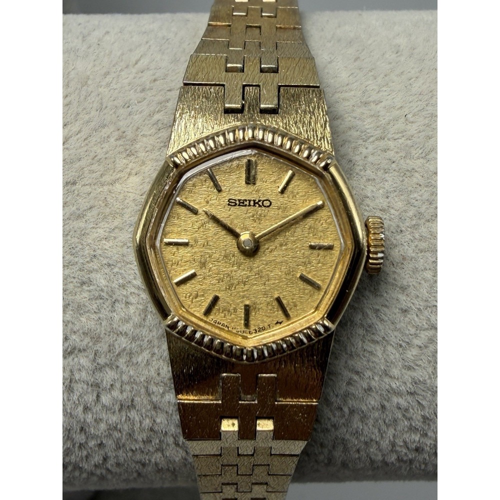 Seiko 1100-5659 Working Manual Wind Vintage Ladies Watch 17MM 5.5" Gold Tone